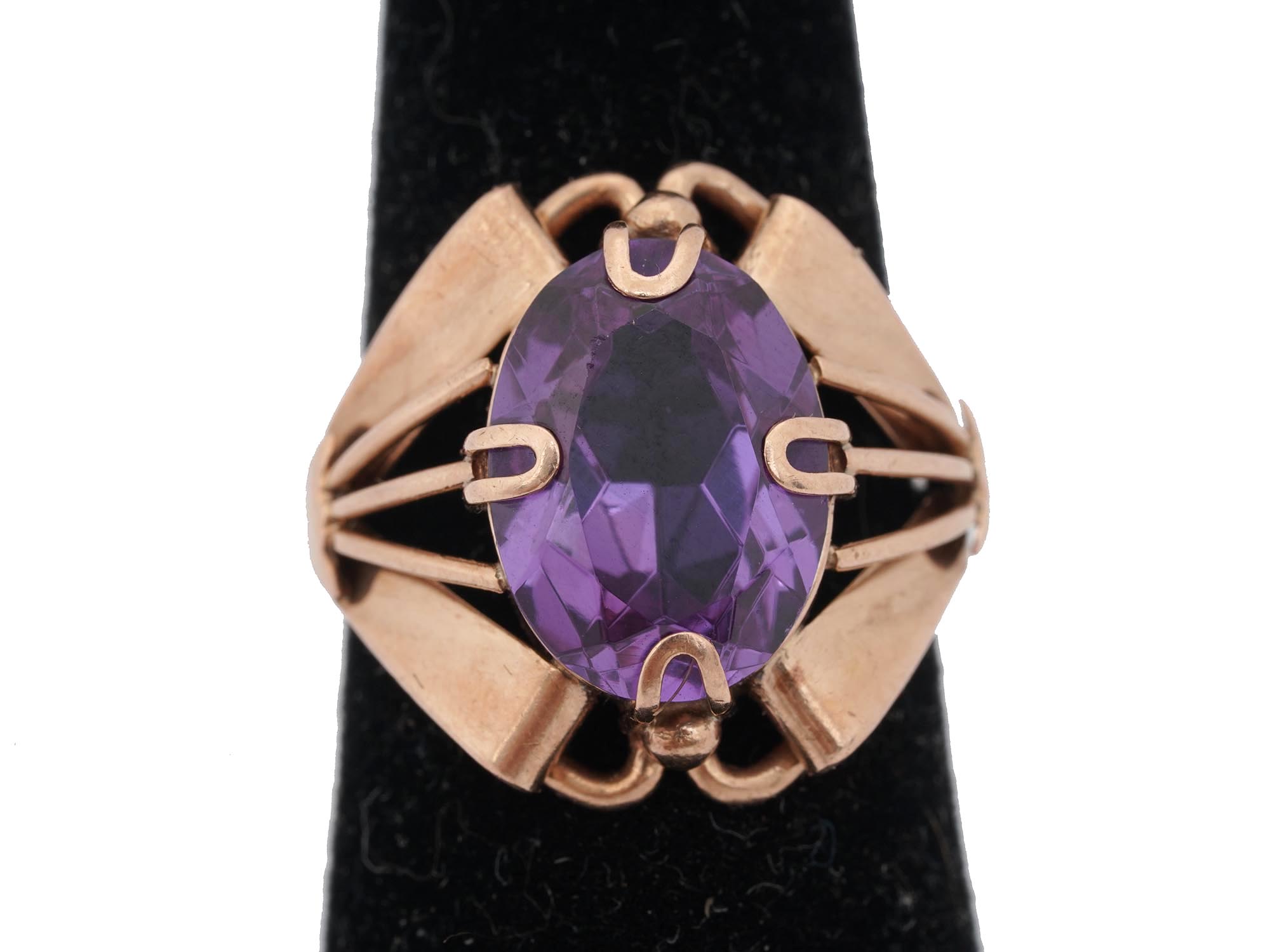 RUSSIAN SOVIET 583 GOLD RING WITH AMETHYST STONE PIC-0